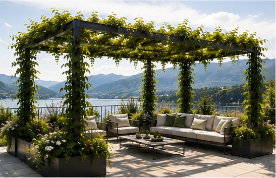 Inspiration de pergola végétale sur terrasse